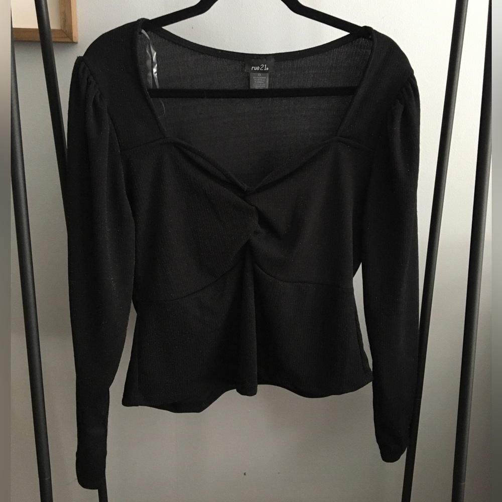 Rue21 Black Sparkle Top, 1X